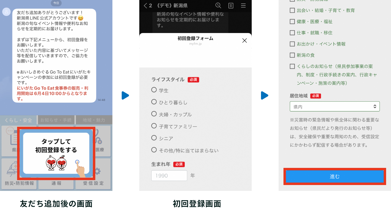 友だち追加後の手順
